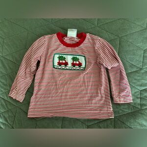 Red and White Striped Long Sleeve Shirt with Car Design